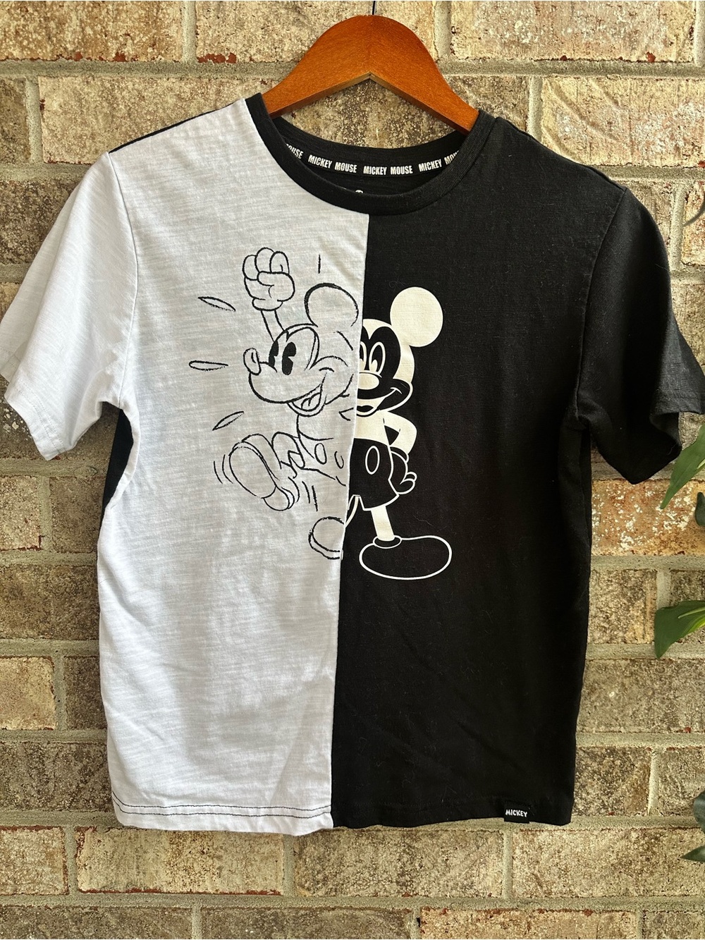 Disney Black and White Split Mickey Graphic Tee